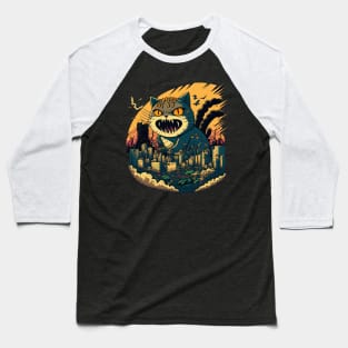 Angry Catzilla Baseball T-Shirt